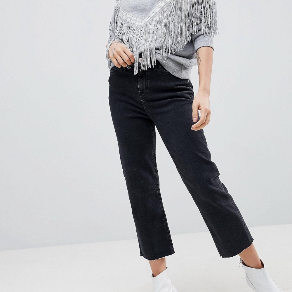 River Island Petite Wash Black Straight Leg Jeans